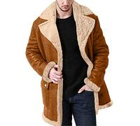 Giacca Pile Uomo Invernale - Giacca da Uomo in Pelle Imbottita a Maniche Lunghe con Collo a Bavero Cappotto Invernale con Cerniera da Uomo Plus Size Giacca in Pelle di Montone Addensato (Yellow, XXL)