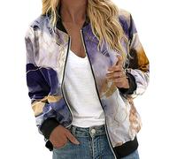 Giacca Primaverile Donna,Antivento Outwear da Pilota Giubbotto Moto Leggere Casual per Donna a Vento Cappotto Ricamo Motociclista Il Tempo Libero