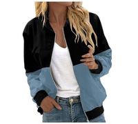 Giacca Primaverile Donna- Bomber Donna Elegante Bomber Casual Zip Up Solido Cappotto Antivento Giacca Outwear Giacca a Vento con Tasche Giacca da Aviatore Giacca per Il Tempo Libero Giacche