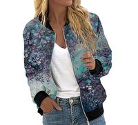 Giacca Primaverile Donna Zip Antivento Outwear College Blouson Giacche da Baseball Maniche Lunghe Bomber Jacket Cappotto Ricamo Motociclista per Il Tempo Libero
