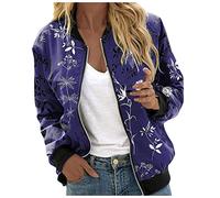 Giacca Primaverile Donna Zip Bomber da Pilota a Vento Zip-Up Giacchetto Antivento Outwear Manica Lunga Giubbino Giubbotto Molla per Il Tempo Libero