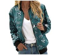 Giacca Primaverile Donna Zip Bomber da Pilota a Vento Zip-Up Giacchetto Antivento Outwear Manica Lunga Giubbino Giubbotto Molla per Il Tempo Libero