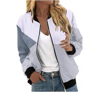 Giacca Primaverile Donna Zip Elegante da Aviatore Leggera Manica Lunga Giubbino Cappotto Ricamo Motociclista Giubbotto Moto Leggere Casual per Il Tempo Libero