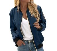 Giacca Primaverile Donna Zip Giubbottino Bomber Casual da Aviatore Giacchetto Antivento Outwear Maniche Lunghe Jacket Cappotto Ricamo Motociclista per Il Tempo Libero
