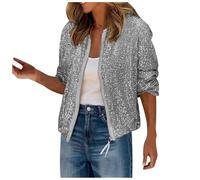 Giacca Primaverile Donna Zip Giubbottino Bomber Casual da Pilota Manica Lunga Giubbino Cappotto Coppia Giacche Baseball Comode Antivento