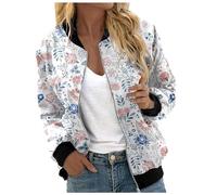 Giacca Primaverile Donna Zip,Sportiva Cappotto da Baseball a Vento Zip-Up Autunno Classico Leggera Maniche Lunghe Bomber Jacket Giubbotto Molla per Il Tempo Libero