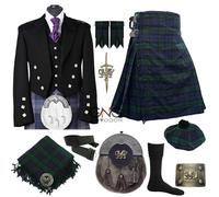 Giacca Prince Charlie Scozzese Da Uomo Set Kilt Highland Con Cappello