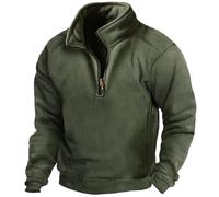 Giacca Pullover in Pile da Combattimento Tattico Uomo, Calda Felpa Militare Atletica Sportiva da Esterno Top Esercito Maglioni Antivento Felpa con Cerniera Manica Lunga Senza Cappuccio Collo Alto