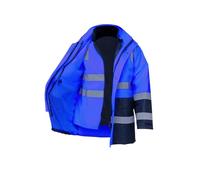 Giacca riflettente Oxford ad alta visibilità, giacca da lavoro di sicurezza a doppio spessore for uomo, abbigliamento da lavoro industriale giubbotto riflettente(Blauw,M)