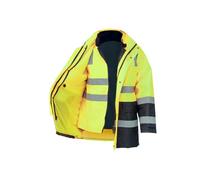 Giacca riflettente Oxford ad alta visibilità, giacca da lavoro di sicurezza a doppio spessore for uomo, abbigliamento da lavoro industriale(Geel,Small)