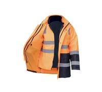 Giacca riflettente Oxford ad alta visibilità, giacca da lavoro di sicurezza a doppio spessore for uomo, abbigliamento da lavoro industriale(Oranje,5XL)