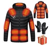 Giacca Riscaldabile Con USB Per Uomo e Donna, Set Giacca Caldo Giacca Riscaldabile e Guanti Giacca Riscaldata a 19 Zone di Riscaldamento Guanti Ouch Screen Ricaricabili Morbidi (senza Power Bank)