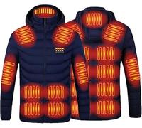 Giacca riscaldata aggiornata 2025, 23 zone di riscaldamento da uomo con riscaldamento elettrico giacca impermeabile antivento cappotto elettrico capispalla con gilet riscaldato a 3 temperature, Blu