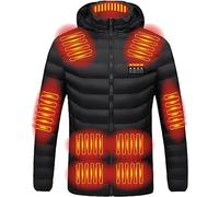 Giacca Riscaldata per Uomo Donna, Piumino Riscaldato Elettrico USB Cappotto Abbigliamento Riscaldante 19 Zone Riscaldate 3 Temperature Regolabili, Gilet Caldo Lavabile Invernale ( Color : Black , Size