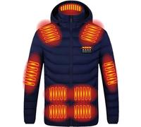 Giacca Riscaldata per Uomo Donna, Piumino Riscaldato Elettrico USB Cappotto Abbigliamento Riscaldante 19 Zone Riscaldate 3 Temperature Regolabili, Gilet Caldo Lavabile Invernale ( Color : Blue , Size