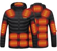 Giacca Riscaldata Uomo e Donna, USB 19 Zone, Riscaldante Elettrico, Cappotti con Cappuccio, Gilet Caldo Invernale per Sci all'aperto Moto Escursioni in Campeggio ( Color : Black