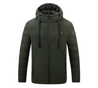 Giacca Riscaldato con Cappuccio, Giacca con Cappuccio Riscaldato da Uomo Invernali Riscaldata Elettrica Cappotto Termica Jacket USB Giacca Manica Lunga All'Aperto Lavoro Cappotti Piumino Riscaldati