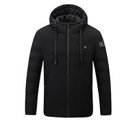 Giacca Riscaldato con Cappuccio, Giacca con Cappuccio Riscaldato da Uomo Invernali Riscaldata Elettrica Cappotto Termica Jacket USB Giacca Manica Lunga All'Aperto Lavoro Cappotti Piumino Riscaldati
