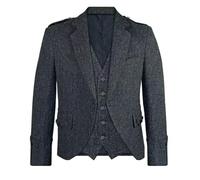 Giacca scozzese Argyle con gilet a 5 bottoni - classica lana tweed elegante | giacca kilt da uomo per matrimonio, grigio antracite, 60