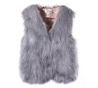 Giacca senza maniche da donna in pelliccia sintetica cappotti per le donne Uk inverno termico Fuzzy gilet soffice gilet tinta unita gilet leggero con scollo a V cappotti eleganti gilet pelosi, Grigio