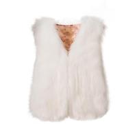 Giacca senza maniche da donna in pelliccia sintetica cappotti per le donne Uk inverno termico Fuzzy gilet soffice gilet tinta unita gilet leggero con scollo a V cappotti eleganti gilet pelosi, bianco