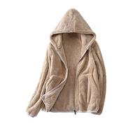 Giacca sfocata da donna in pile Teddy Top in pile spazzolato da esterno con cappuccio da donna 2022 autunno ispessito maglione a maniche lunghe caldo cappotto di corallo abiti per abbigliamento caldo