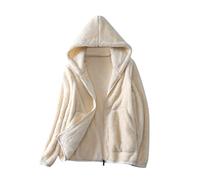 Giacca sfocata da donna in pile Teddy Top in pile spazzolato da esterno con cappuccio da donna 2022 autunno ispessito maglione a maniche lunghe caldo cappotto di corallo abiti per abbigliamento caldo