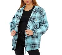 Giacca Shacket A Quadri Con Bottoni Aqua Top Oversize Per Donne S-2XL