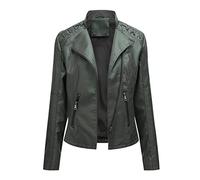 Giacca Similpelle Donna Giubbotto Giubbino Giacche Ecopelle Donna Giacca Biker Jacket Donna Giubbotto Similpelle Faux Leather Jacket Donna Giacca Bikers Finta Pelle Sintetica Donna Curvy Verde 3XL
