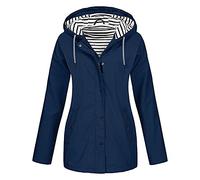 Giacca softshell da donna, impermeabile, traspirante, impermeabile, per autunno, inverno, trench, casual, da ciclismo, più spessa, calda, funzionale, con cappuccio, Blu marino, XXXXL