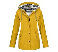 Giacca softshell da donna, impermeabile, traspirante, impermeabile, per autunno, inverno, trench, casual, da ciclismo, più spessa, calda, funzionale, con cappuccio, giallo., L