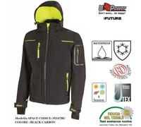Giacca softshell da lavoro U-Power Space impermeabile traspirante con cappuccio