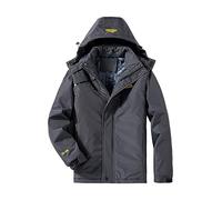 Giacca softshell da uomo, impermeabile, impermeabile con cappuccio, da uomo, foderata in pile, giacca a vento casual, parka antipioggia per le mezze stagioni, per ciclismo, attività all'aria aperta