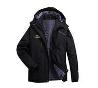 Giacca softshell da uomo, impermeabile, impermeabile con cappuccio, da uomo, foderata in pile, giacca a vento casual, parka antipioggia per le mezze stagioni, per ciclismo, attività all'aria aperta