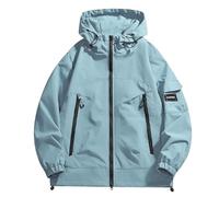Giacca Softshell Donna Giacche Leggera Moda Cappotto con Cappuccio Giacche Da Trekking Antipioggia Donna Soprabito Funzionale Antivento E Impermeabile Primavera Autunno Giacca Sport, Blu 1, S