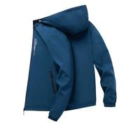 Giacca softshell invernale uomo autunno e inverno piumino interno ed esterno ispessito per indossare piumino bianco freddo da uomo con cappuccio, Blu, 4XL