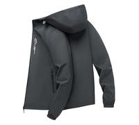 Giacca softshell invernale uomo autunno e inverno piumino interno ed esterno ispessito per indossare piumino bianco freddo da uomo con cappuccio, grigio., 4XL