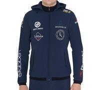 Giacca softshell multilogo da uomo slim fit in tessuto tecnico con cappuccio rem