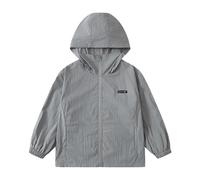 Giacca Solare UPF50+ Leggera con Cappuccio per attività all'aperto Abbigliamento Casual Giacca a Vento per Bambini (Grey, 11-12 Years)
