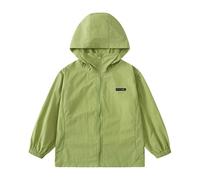 Giacca Solare UPF50+ Leggera con Cappuccio per attività all'aperto Abbigliamento Casual Giacca a Vento per Bambini (Green, 11-12 Years)