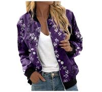 Giacca Sottile da Donna Elegante Aviatore College Blouson Giubbotto Moto Leggere Casual per Cappotto Pilota La Primavera Bomber E Autunno Outwear