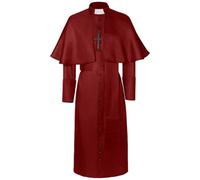 Giacca spirituale da uomo con collana, Steampunk parroco cappotto da uomo Midi, nero medievale trench con bottoni, stile retrò vittoriano, gonna da passeggio, alla moda, gotico, uniforme per cosplay