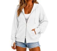 Giacca sportiva da donna con cappuccio e zip a maniche lunghe casual | Felpa da donna con cappuccio a maniche lunghe con foro per il pollice e cerniera casual giacca sportiva basic activewear