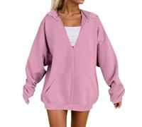 Giacca sportiva da donna, felpa con cappuccio da corsa con tasche,Felpa con cerniera da donna,Hoodie Donna, 01 rosa, M