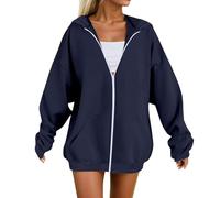 Giacca sportiva da donna, felpa con cappuccio da corsa con tasche,Felpa con cerniera da donna,Hoodie Donna, 01 Marina, S