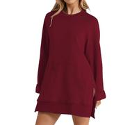 Giacca sportiva da donna, lunga, grande, oversize, maglione da donna, verde, con maniche lunghe, apertura laterale, per il tempo libero, girocollo, tinta unita, per allenamento, per le mezze stagioni
