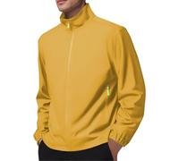 Giacca sportiva da uomo, leggera, a vento, per l'autunno, con chiusura a strappo, colletto alto, giacca softshell da corsa, per il tempo libero, con tasche, giallo., M