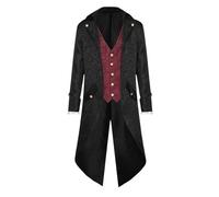 Giacca Steampunk Medievale Elegante Uomo Tuxedo Vittoriano Vampiro Gotico Floreale Jacquard Giacche Cappotto Smoking Mi Lungo Rinascimento Blazer Uniforme Carnevale Punk Retro Costume Cosplay, B
