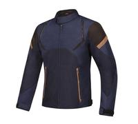 Ixon Striker Retro Giacca tessile da moto impermeabile, nero-blu-marrone, taglia XL