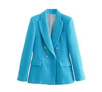Giacca tailleur donna blazer ufficio blu mademoiselle coco tweed D209